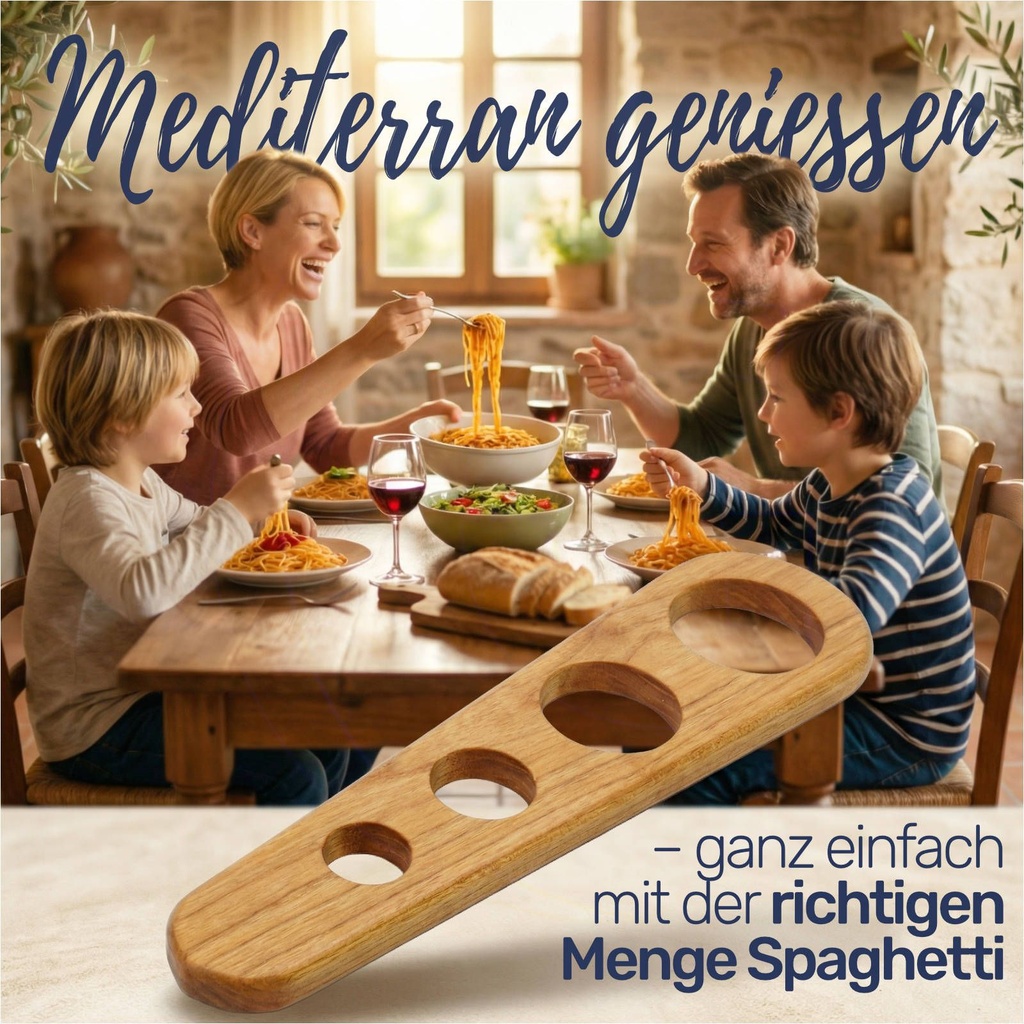 Spaghettimaß aus Kirschholz Spaghetti Portionierer mit 4 Löchern – Galeriebild 5, Artikelnummer 1800