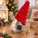 Dekofigur Wichtel mit Ski 20 cm rote Zipfelmütze Weihnachtsdeko – Galeriebild 1, Artikelnummer 18500