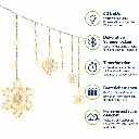 Schneeflocken Lichterkette 60 LED warmweiß 210 x 68 cm – Galeriebild 1, Artikelnummer 15974