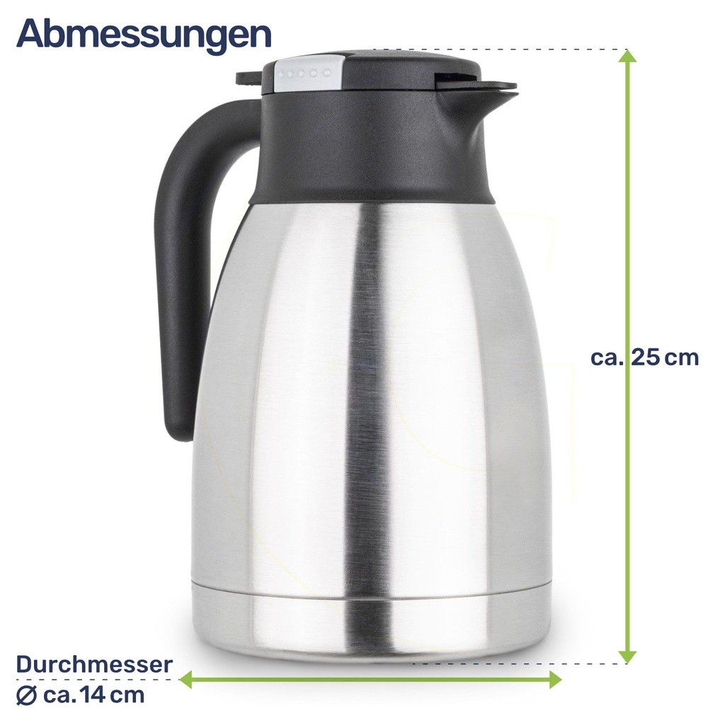 Edelstahl Isolierkanne 1,5 Liter mit Einhandbedienung – Galeriebild 6, Artikelnummer 17759