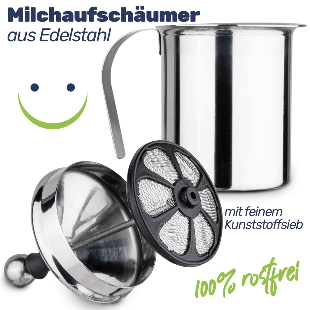 Manueller Edelstahl Milchaufschäumer: Perfekter Schaumgenuss – Galeriebild 4, Artikelnummer 17288