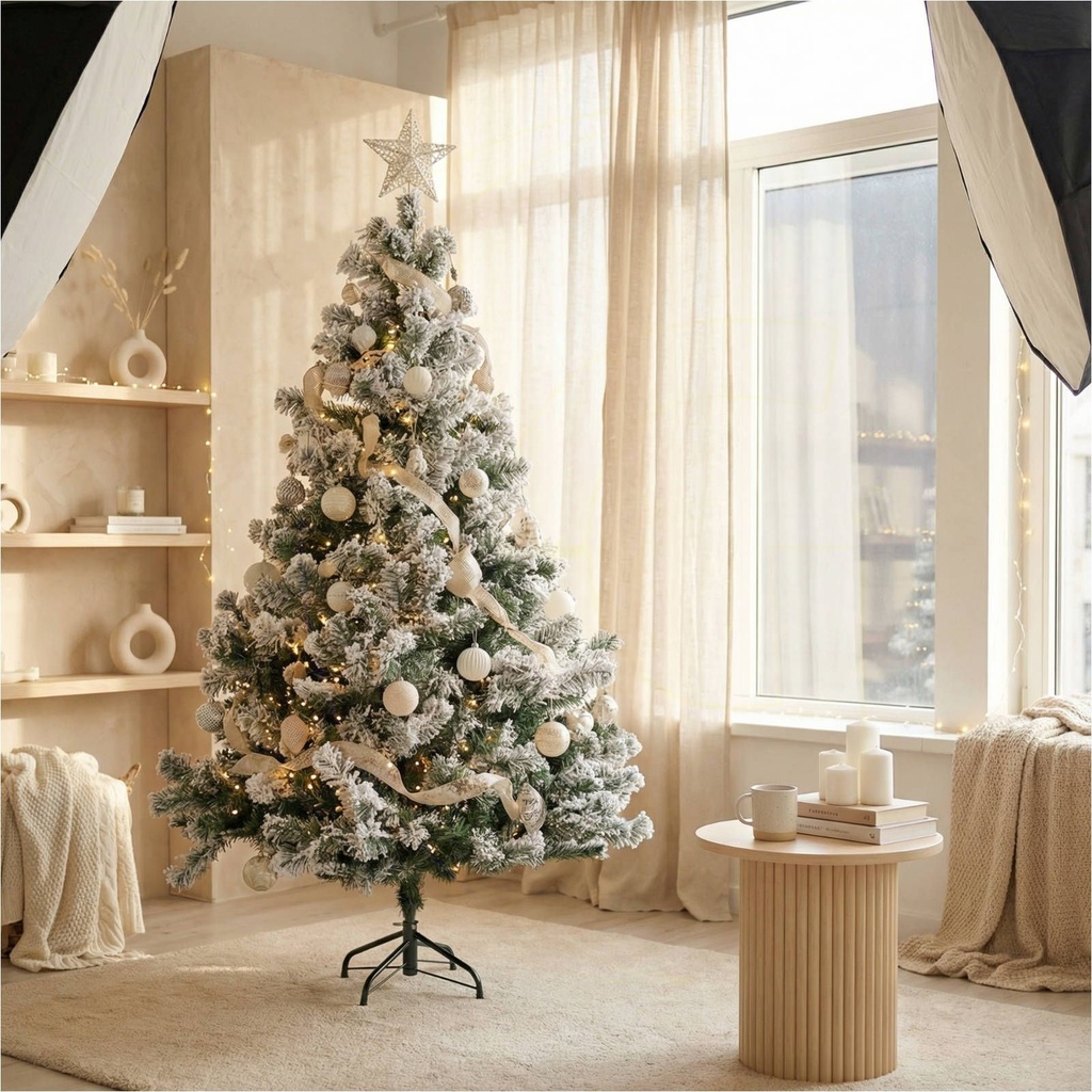 Weihnachtsbaum 150 cm mit Schneeoptik und Metallständer, PVC – Galeriebild 8, Artikelnummer 18285