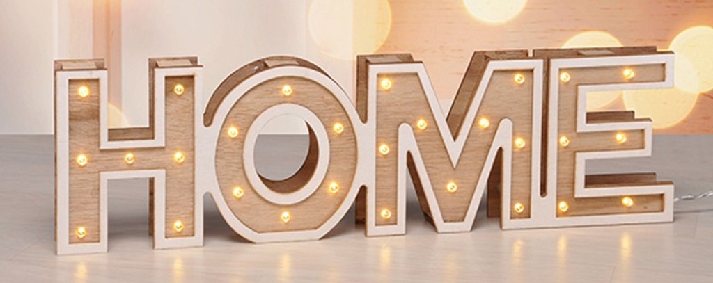 LED Deko Licht Home Love Beleuchtung Dekoleuchte Schriftzug Lichtdekoration Holz