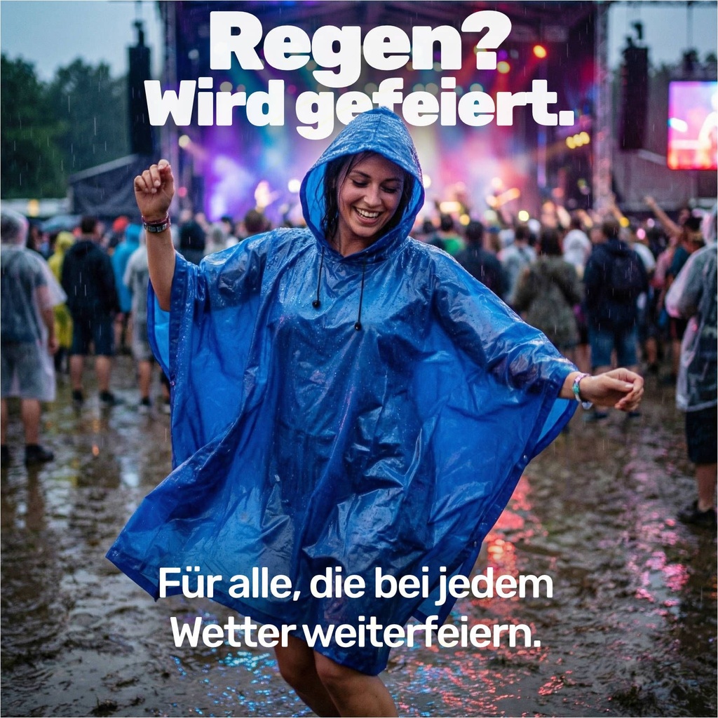 Regenponcho mit Kapuze blau Unisex – Galeriebild 3, Artikelnummer 14600