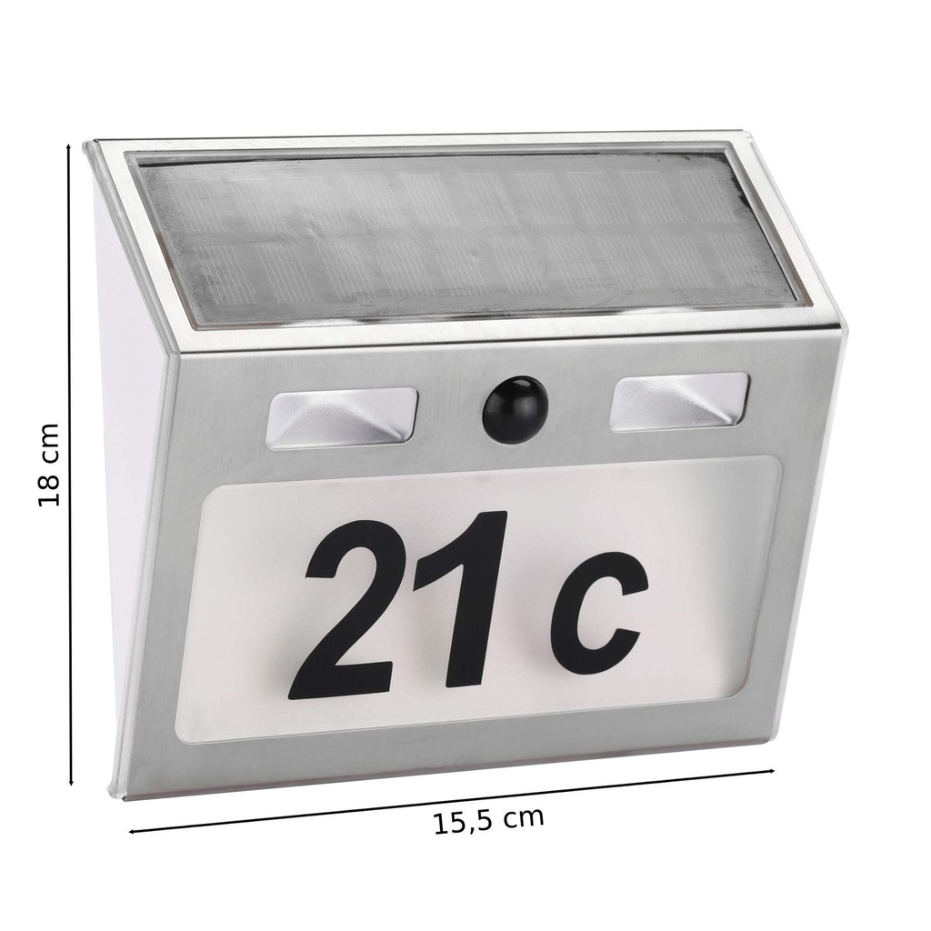 LED Solar Hausnummer Nummer mit Bewegungsmelder Bewegungssensor – Galeriebild 1, Artikelnummer 9531