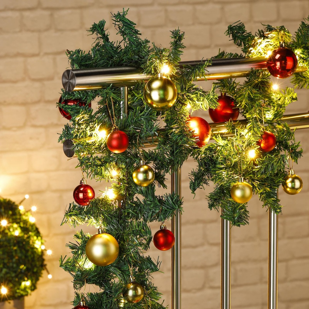 Weihnachtsgirlande Tannengirlande 5 m mit 36 Kugeln 80 warmweißen LEDs – Galeriebild 1, Artikelnummer 18339