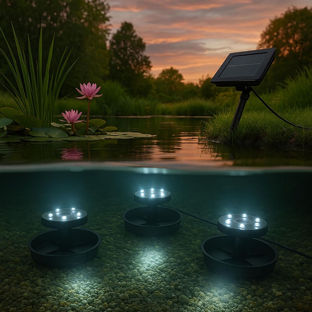 Solar Gartenteich Strahler-Set Unterwasserbeleuchtung 3 x 6 LED – Galeriebild 1, Artikelnummer 18146