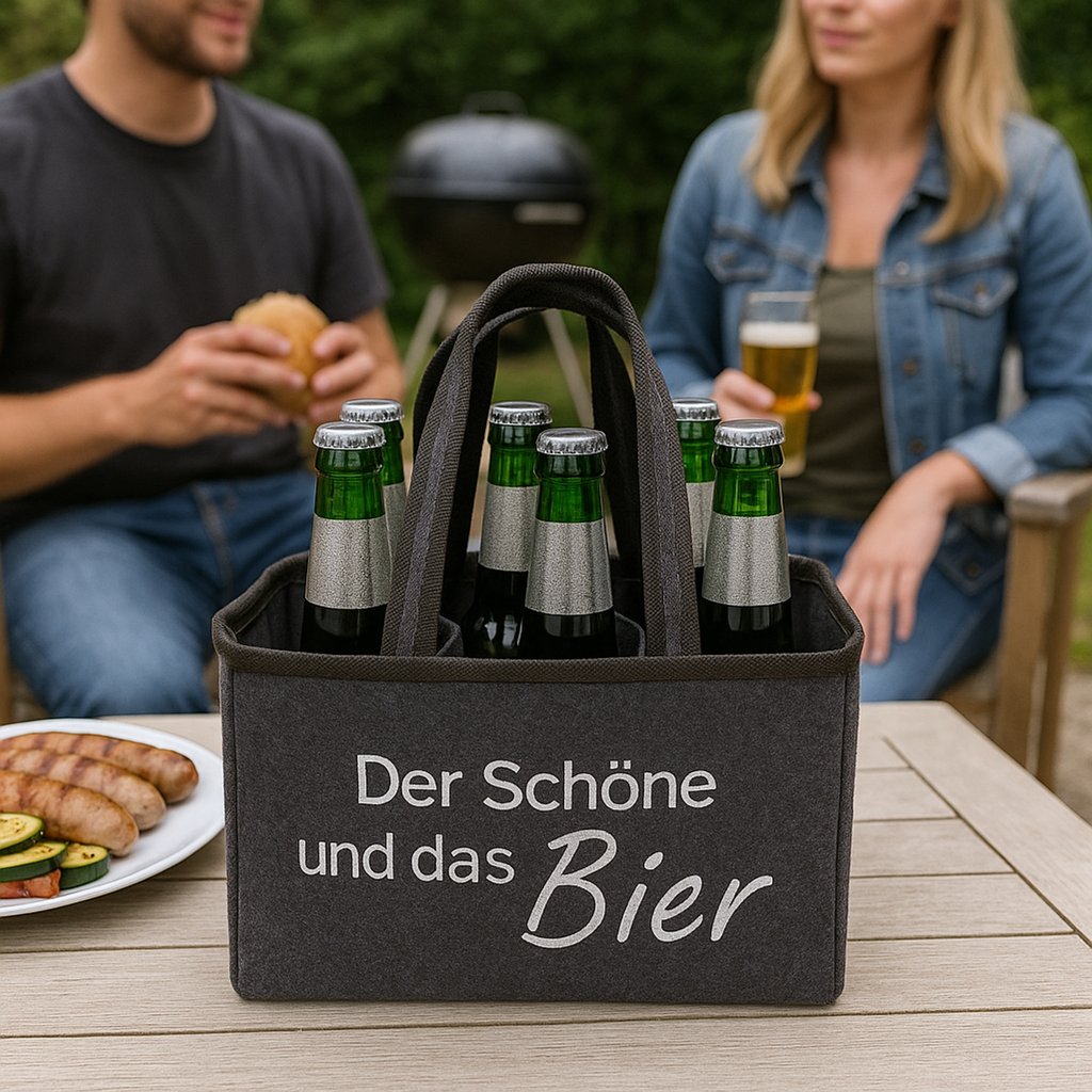 Flaschentasche Filz 6 Fächer Der Schöne und das Bier Tragetasche – Galeriebild 5, Artikelnummer 18097