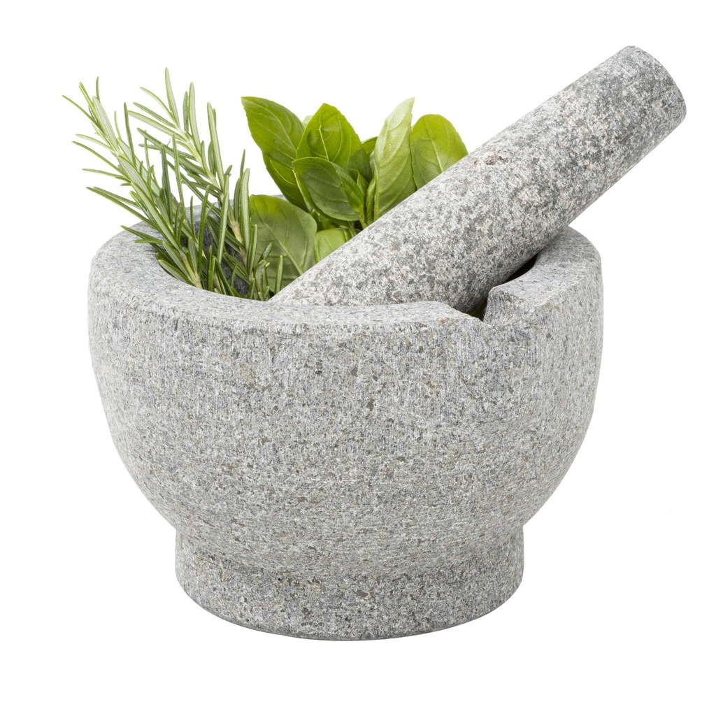 Mörser mit Stößel Reibe Zerkleinerer Gewürz Mühle aus Granit – Galeriebild 1, Artikelnummer 8725