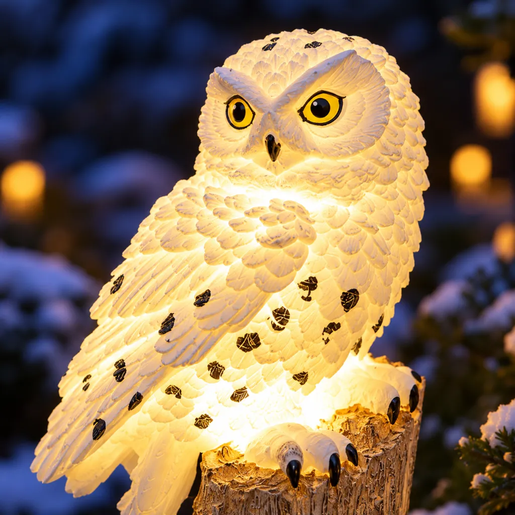 LED Solar Schneeeule Gartenstecker 45 cm mit weißer LED Gartendeko – Galeriebild 1, Artikelnummer 18533