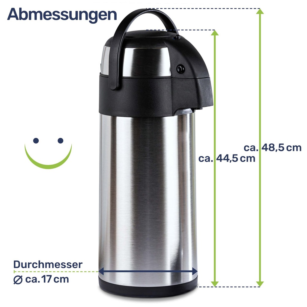 Edelstahl Airport Pumpkanne, 5 Liter- doppelwandig, auslaufsicher – Galeriebild 9, Artikelnummer 10106