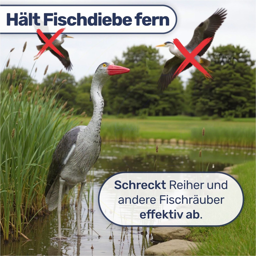 Fischreiher-Attrappe: Wetterfeste Dekofigur und Reiherschreck, 75 cm – Galeriebild 5, Artikelnummer 17514