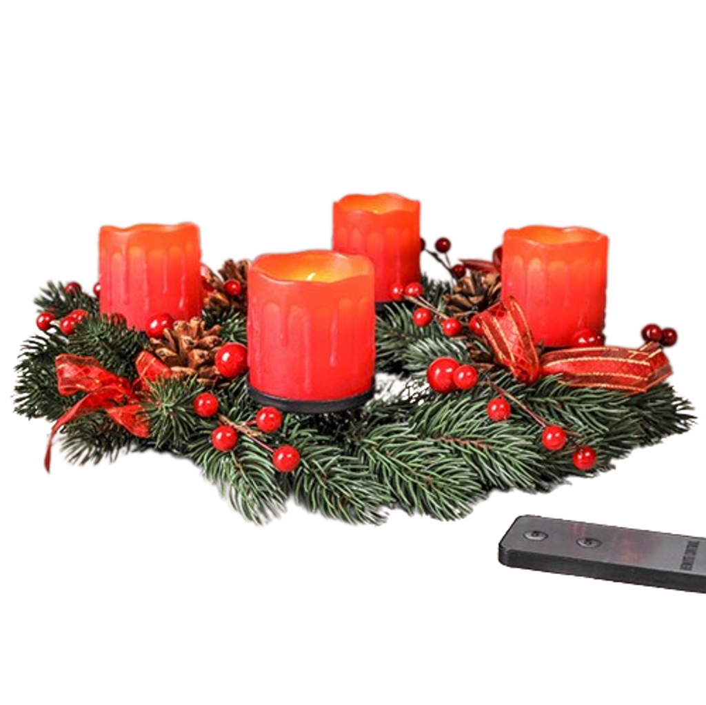 Adventskranz mit LED Echtwachskerzen Deko – Galeriebild 6, Artikelnummer 3129