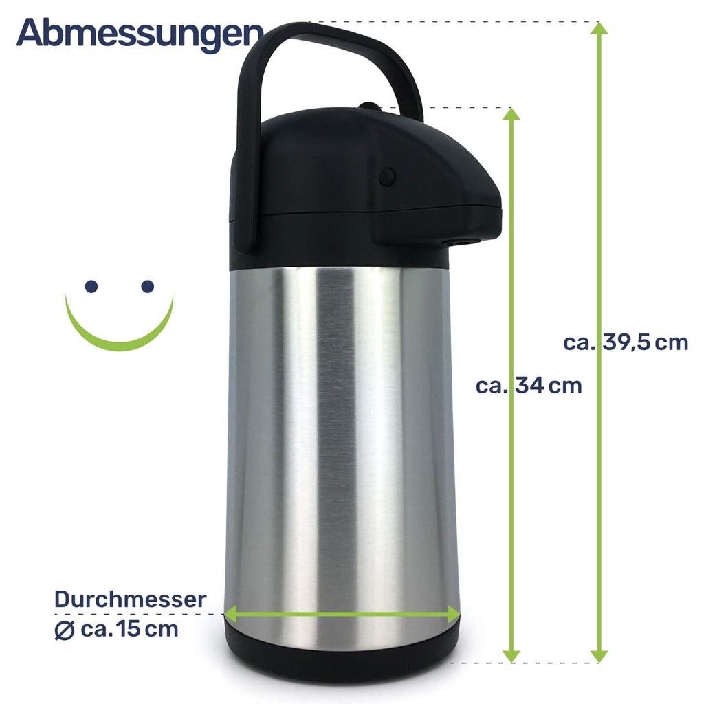 Edelstahl Pumpkanne Airport Thermoskanne 2,2 Liter – Galeriebild 6, Artikelnummer 17278