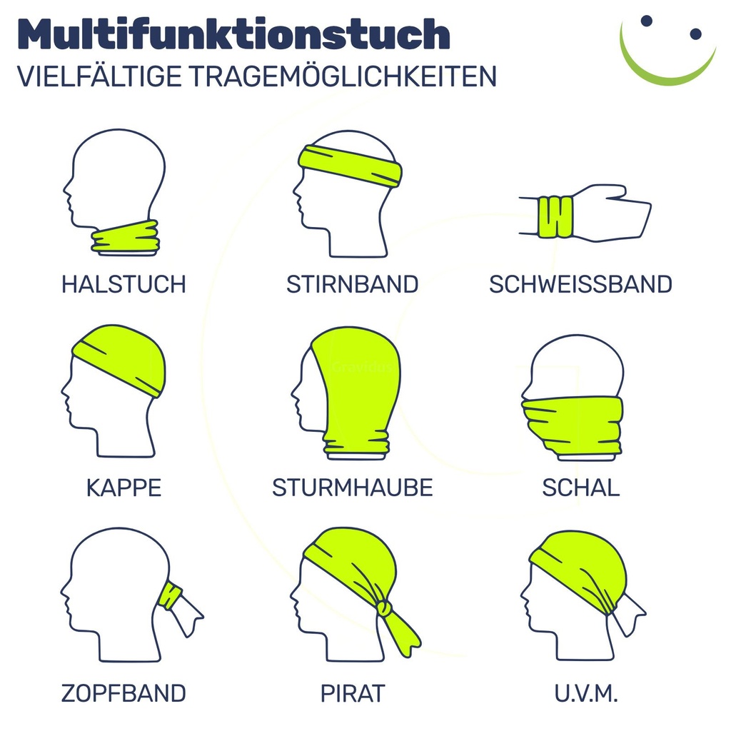 Multifunktionstuch "Safety" mit Reflektorstreifen – Galeriebild 3, Artikelnummer 17530