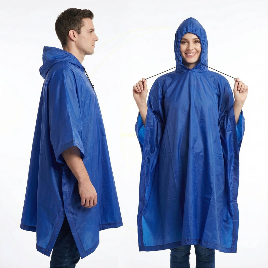 Regenponcho mit Kapuze blau Unisex – Galeriebild 1, Artikelnummer 14600