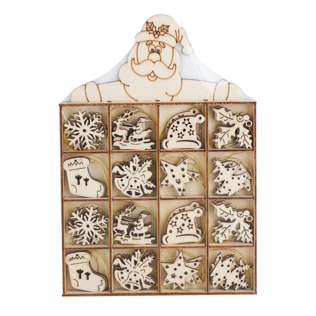 Holz-Aufhänger-Set Weihnachtsbaum Schmuck 48 Figuren – Galeriebild 2, Artikelnummer 8074