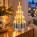 Stimmungsleuchter mit 33 LED rund, silber mit Timer – Galeriebild 1, Artikelnummer 18513
