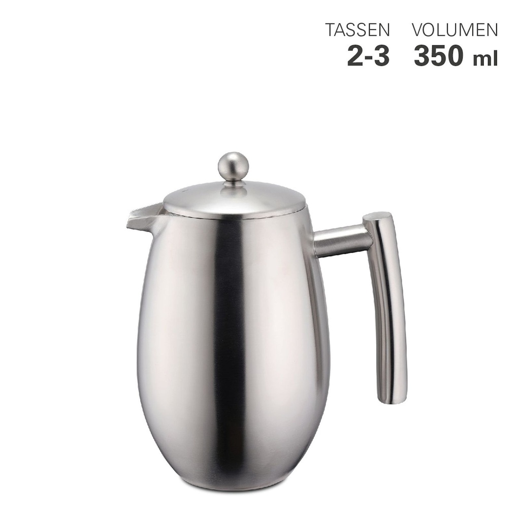 Pressfilterkanne Kaffeebereiter Teebereiter Doppelwandig 350 ml aus Edelstahl – Galeriebild 1, Artikelnummer 15322