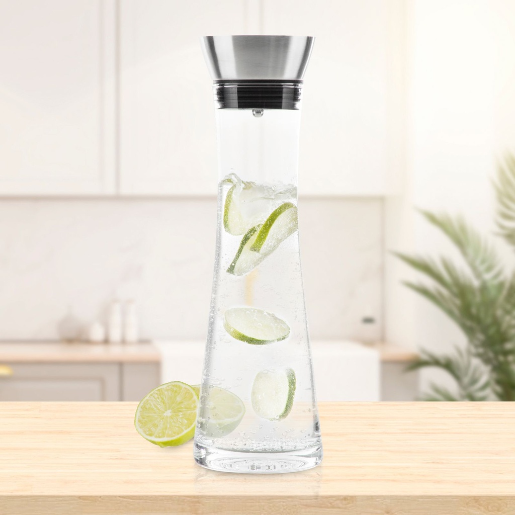 Wasserkaraffe Glaskaraffe Wasserkrug Krug Glas mit Sieb 1 Liter – Galeriebild 1, Artikelnummer 9988