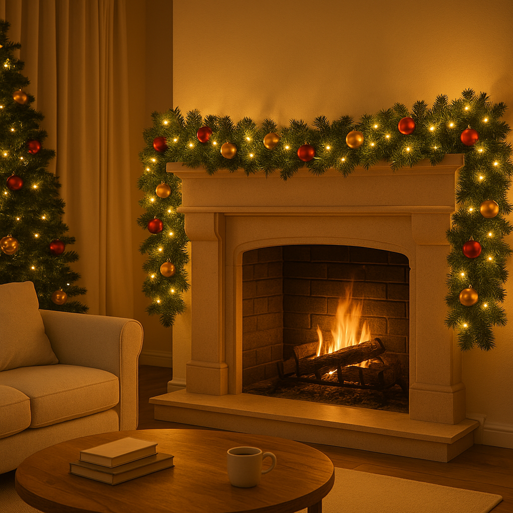 Weihnachtsgirlande Tannengirlande 5 m mit 36 Kugeln 80 warmweißen LEDs – Galeriebild 7, Artikelnummer 18339