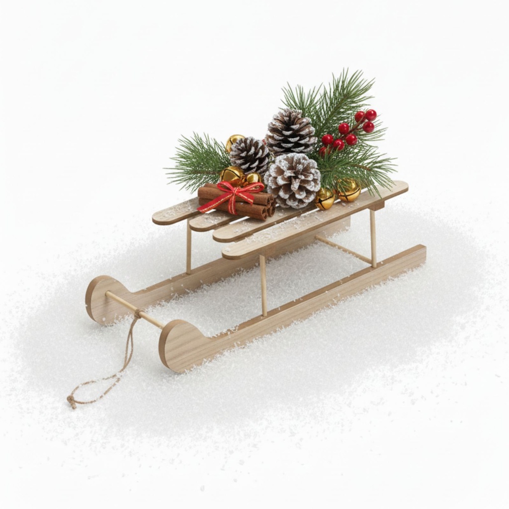 Deko Holzschlitten natur 50 cm aus Holz für Weihnachtsdekoration – Galeriebild 8, Artikelnummer 17748