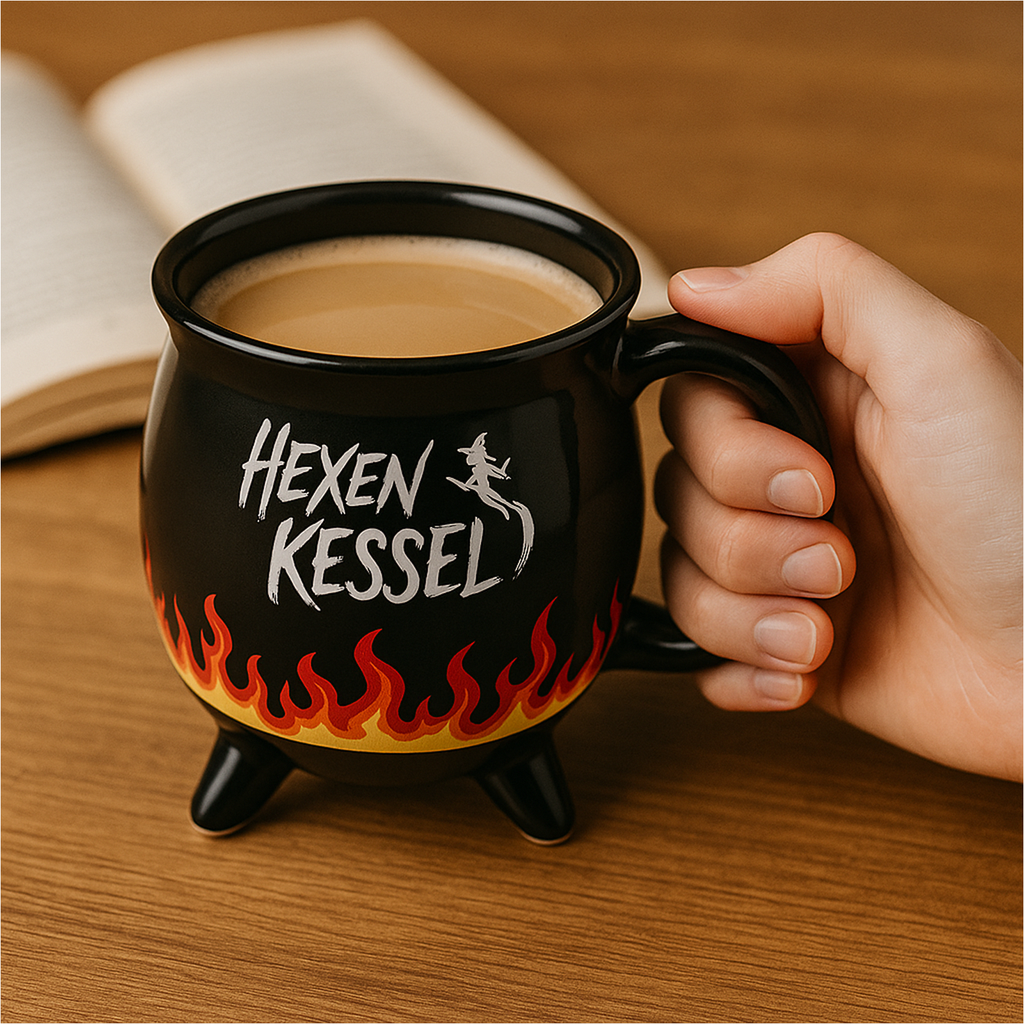 Hexenkessel Becher schwarz mit Farbwechsel aus Steingut 350 ml – Galeriebild 2, Artikelnummer 18304