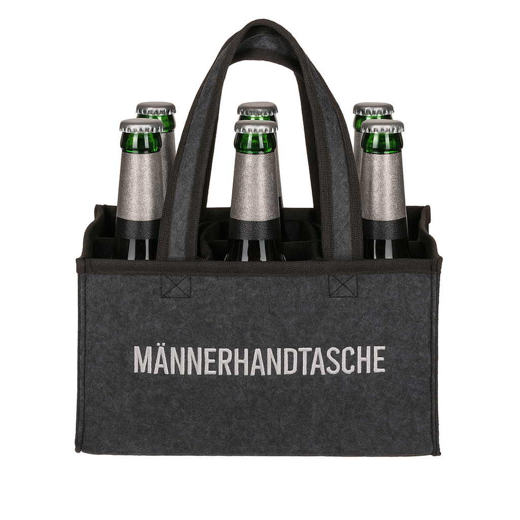Flaschentasche Grau Filz 6 Fächer Männerhandtasche Tragetasche – Galeriebild 5, Artikelnummer 18098