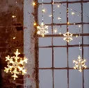 Schneeflocken Lichterkette 60 LED warmweiß 210 x 68 cm – Galeriebild 1, Artikelnummer 15974