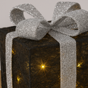 LED Schneemann mit 3er Set Geschenkboxen warmweiß Timer schwarz silber – Galeriebild 6, Artikelnummer 18299