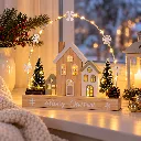 LED Weihnachtsstadt mit Gravur Merry Christmas – 35 warmweiße LEDs – Galeriebild 4, Artikelnummer 18316
