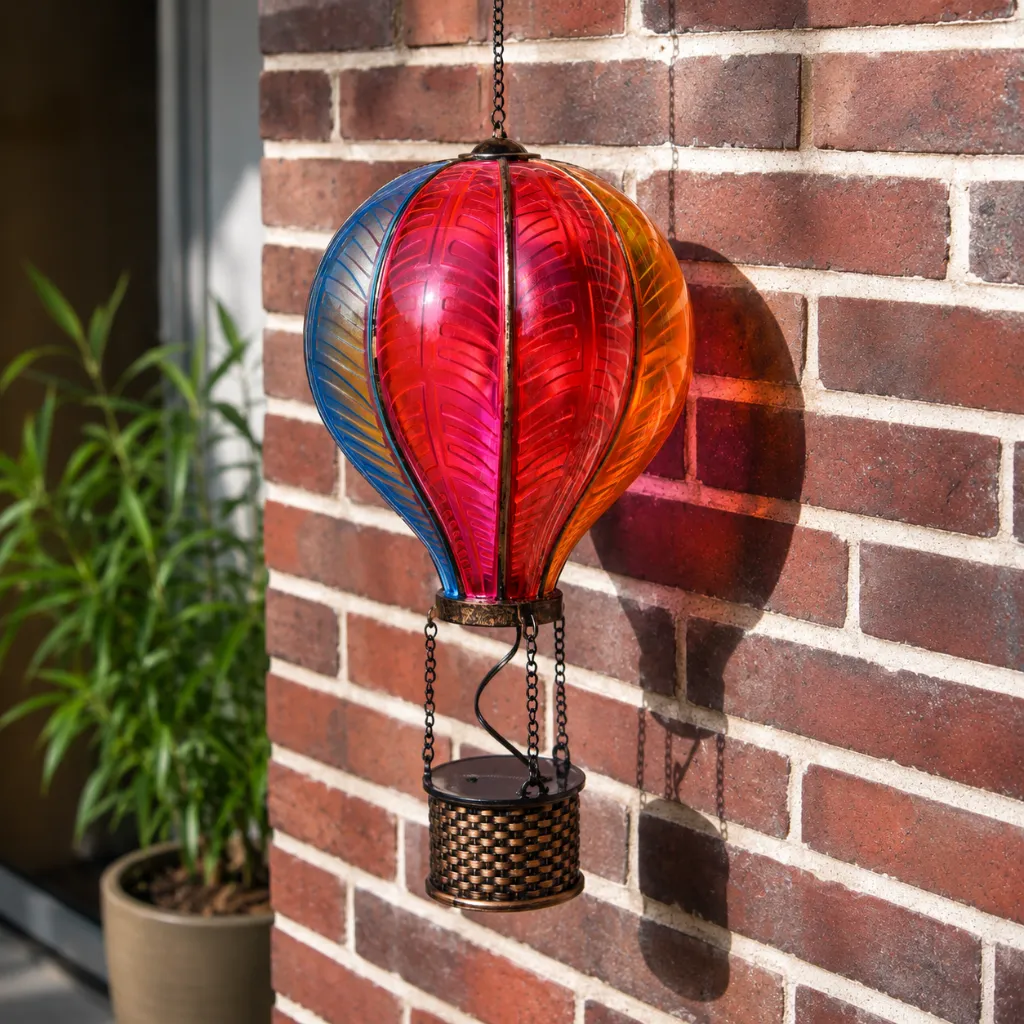 Solar Heißluftballon 56 cm mit 30 Flame LEDs mehrfarbig – Galeriebild 1, Artikelnummer 18495