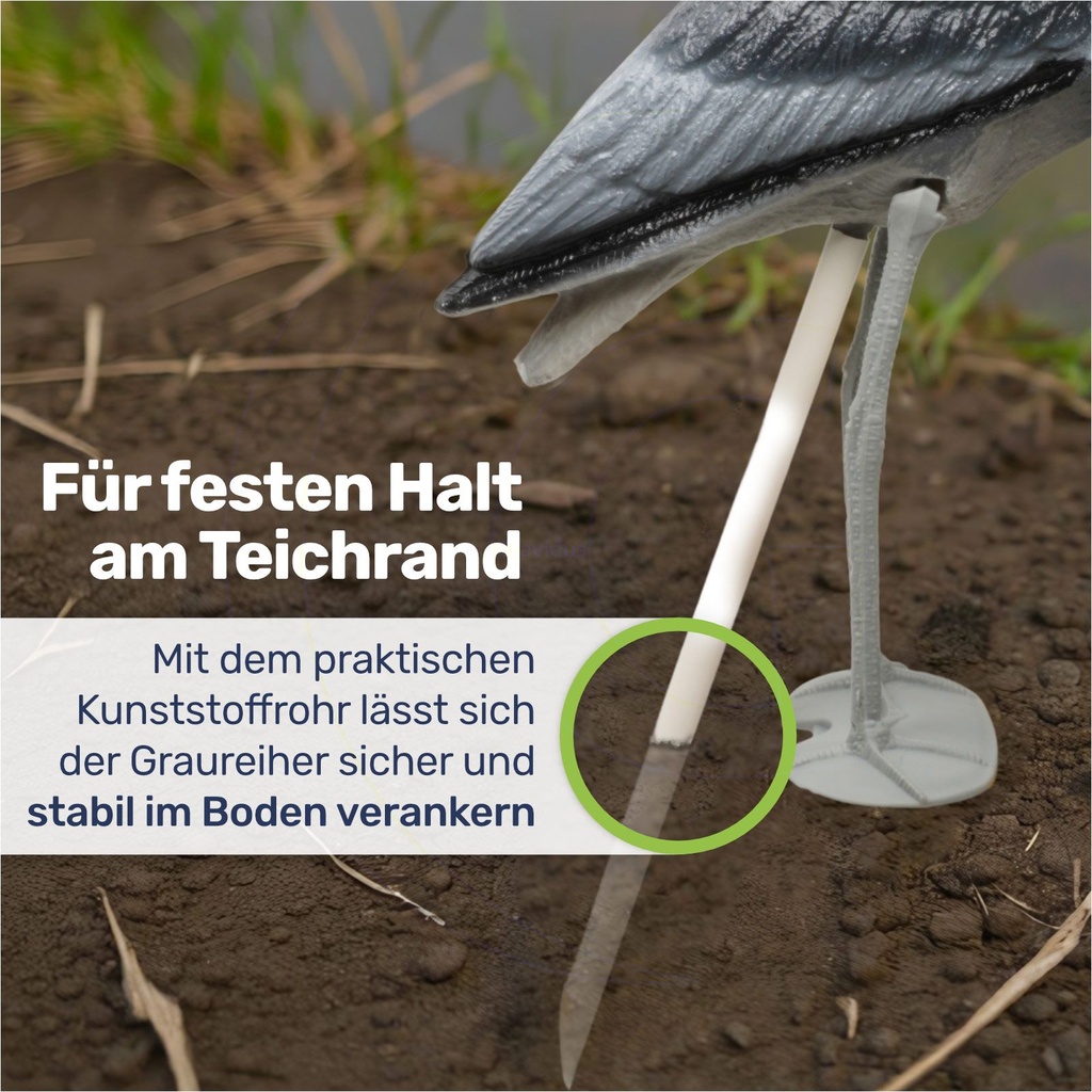 Fischreiher-Attrappe: Wetterfeste Dekofigur und Reiherschreck, 75 cm – Galeriebild 6, Artikelnummer 17514
