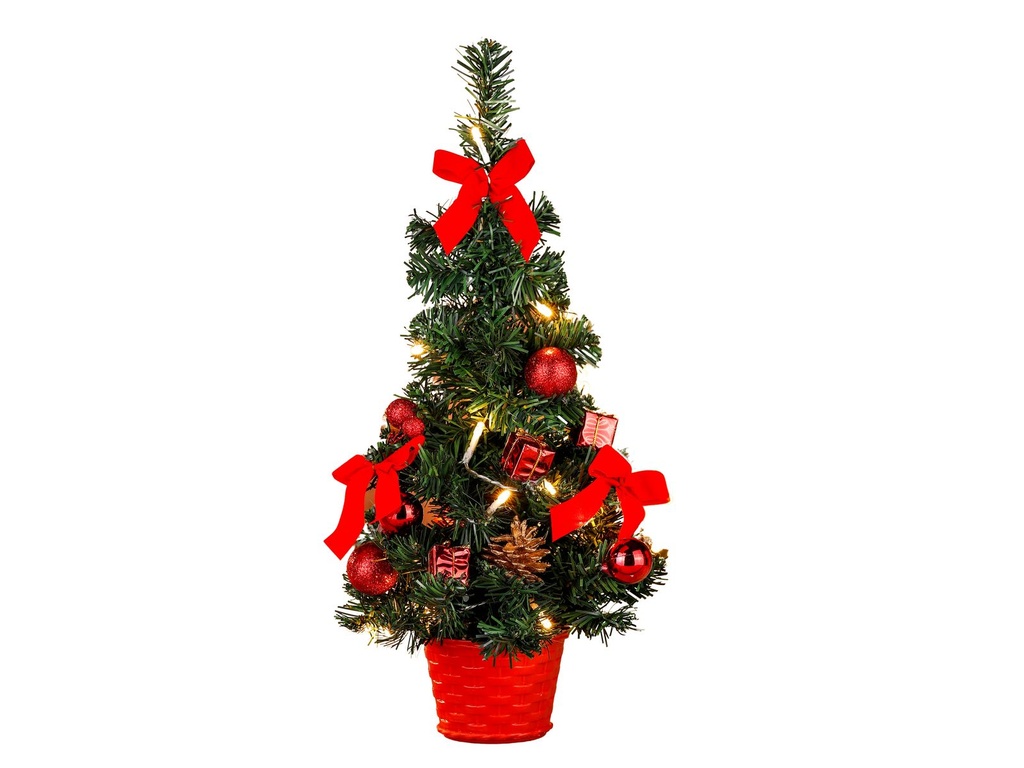 Künstlicher Weihnachtsbaum 40 cm mit LED Beleuchtung und Deko – Galeriebild 1, Artikelnummer 5899
