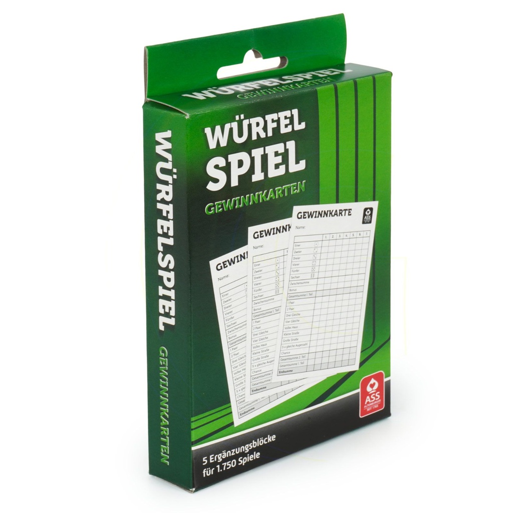 Würfelspiel Gewinnkarten 5 Blöcke für Yatzi & andere Würfelspiele
