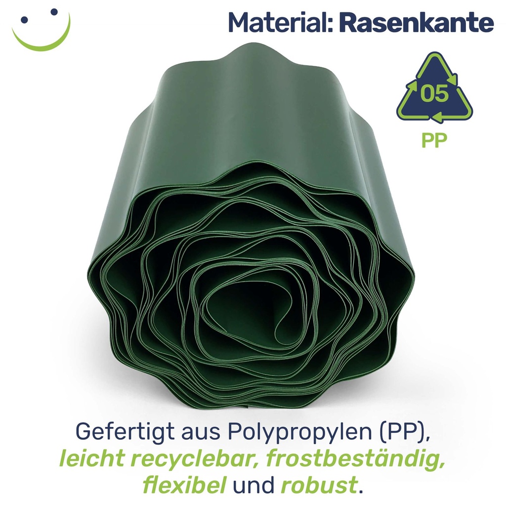 Rasenkante Kunststoff 900x15 cm – grün, witterungsbeständig – Galeriebild 4, Artikelnummer 17076