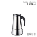 Edelstahl Espressokocher 4 Tassen Sicherheitsventil Induktion Mokkakanne 200 ml – Galeriebild 1, Artikelnummer 15522