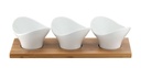 Servierset mit 3 aufgesetzten Schalen für Saucen Dips oder Snacks aus Porzellan – Galeriebild 1, Artikelnummer 15323