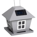 LED Solar Vogelfutterhaus mit Licht zum Aufhängen Garten Metall grau – Galeriebild 5, Artikelnummer 18296