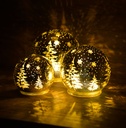3er Set LED Kugel Winterlandschaft Glas silber Ø10/13/15cm mit Timer