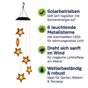 LED Solar Hänge-Windspiel Sternenstaub mit 6 Metallsternen warmweiß – Galeriebild 9, Artikelnummer 18320