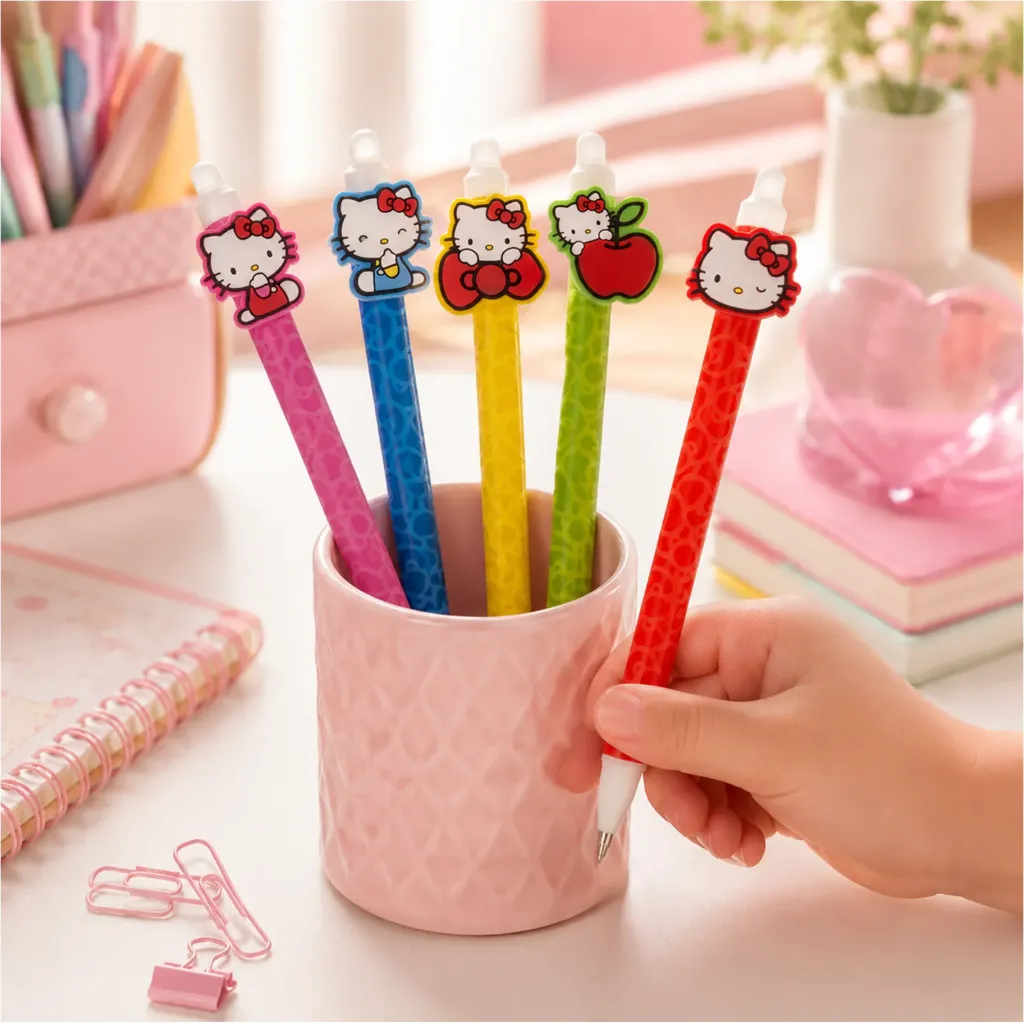 Radierbare Hello Kitty Stifte 5er Set sortiert 14,5 cm