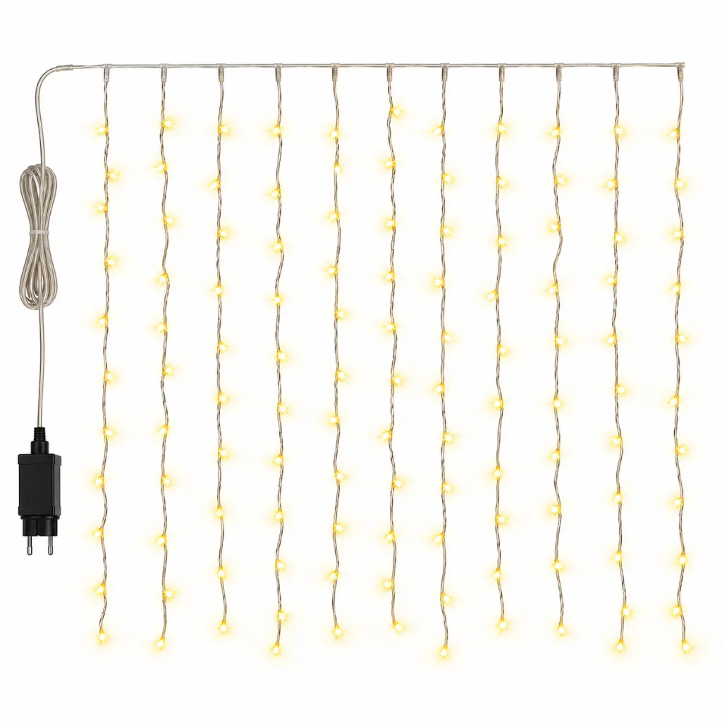 LED Lichtervorhang 120 LEDs warmweiß 2 x 1 m IP44 – Galeriebild 1, Artikelnummer 17555
