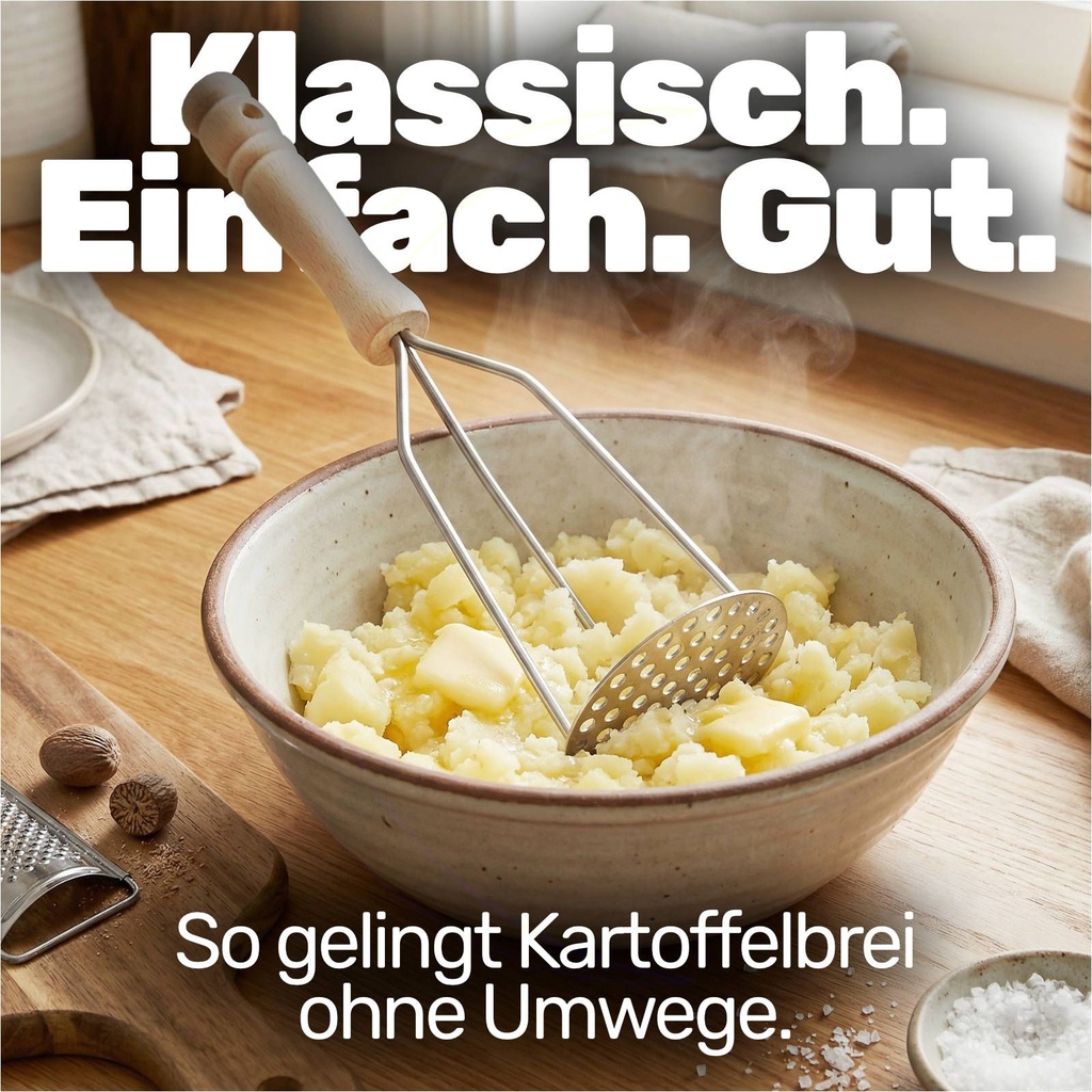 Kartoffelstampfer aus Buche mit Metallplatte für Kartoffelpüree – Galeriebild 7, Artikelnummer 1580