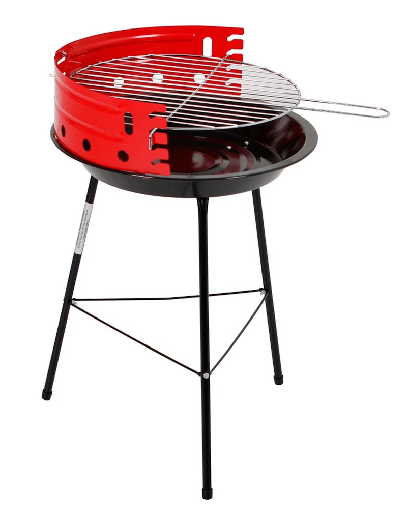 Rundgrill mit Dreibeingestell Standgrill Holzkohle Windschutz
