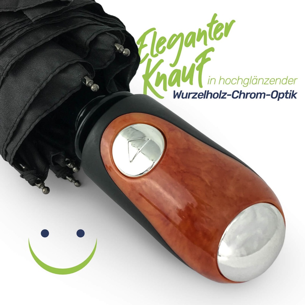 Regenschirm Sturmfest mit Automatik-Öffnung Taschenschirm in Schwarz – Galeriebild 5, Artikelnummer 17206