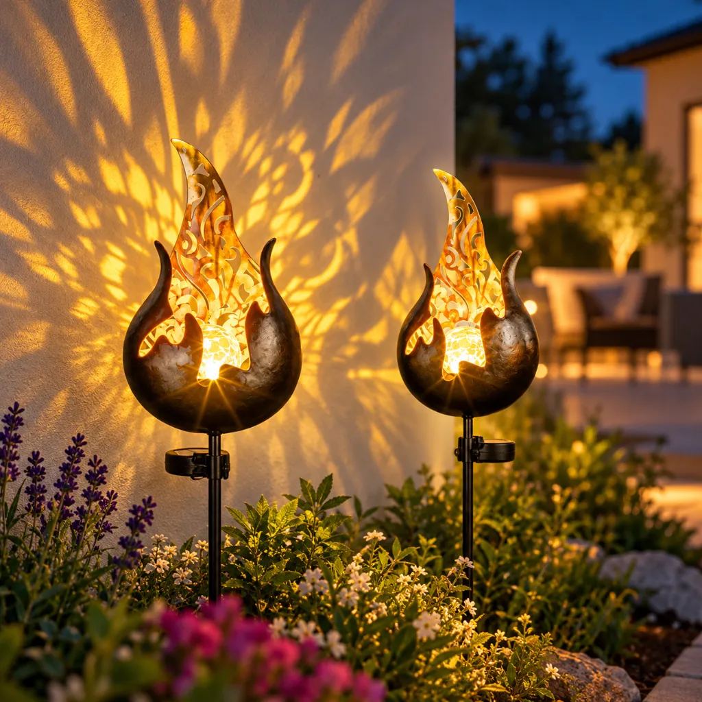 2er Solar Gartenstecker Set "Feuer" ca. 17 x 7 x 92 cm – Galeriebild 1, Artikelnummer 18509