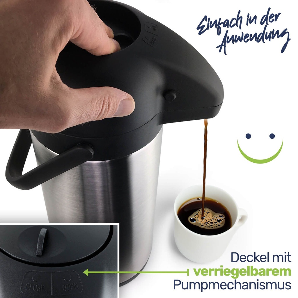 Edelstahl Airport Pumpkanne Thermoskanne Fassungsvermögen 3 Liter – Galeriebild 5, Artikelnummer 17216