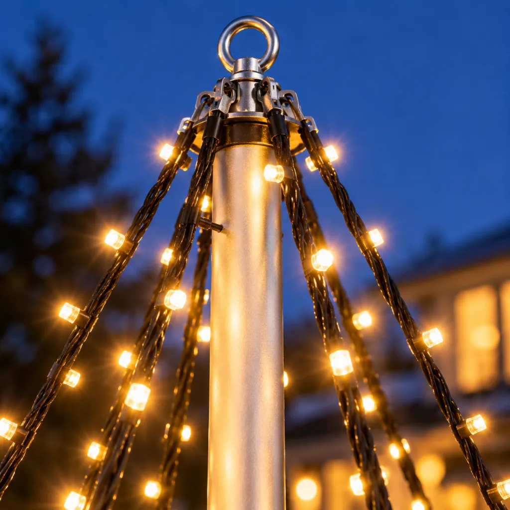 Fahnenmast-Lichterkette mit 400 warm weißen LEDs – Galeriebild 1, Artikelnummer 18510