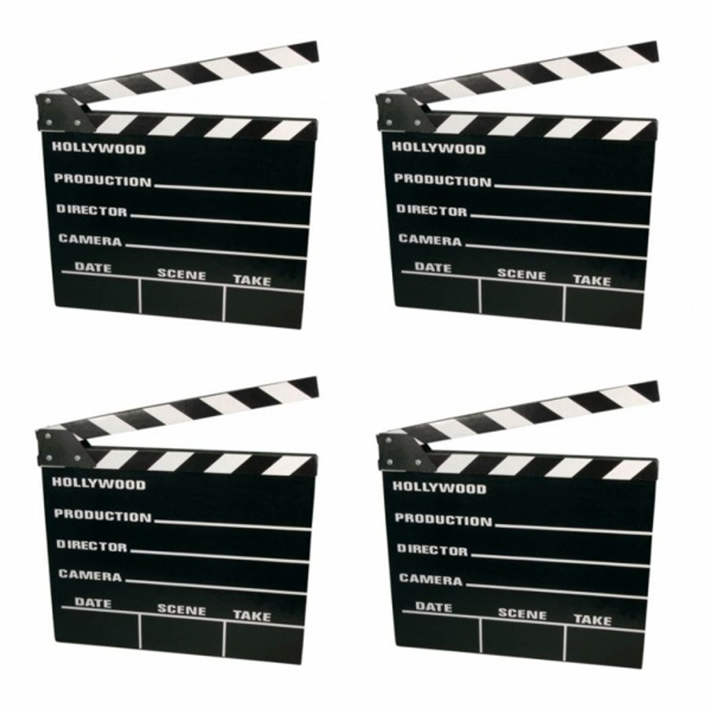 4x Filmklappe Regieklappe Regie Film Hollywood Klappe Clapperboard 20x18cm